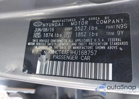 2017 Hyundai Accent Se from USA, damaged, VIN KMHCT4AE9HU168757